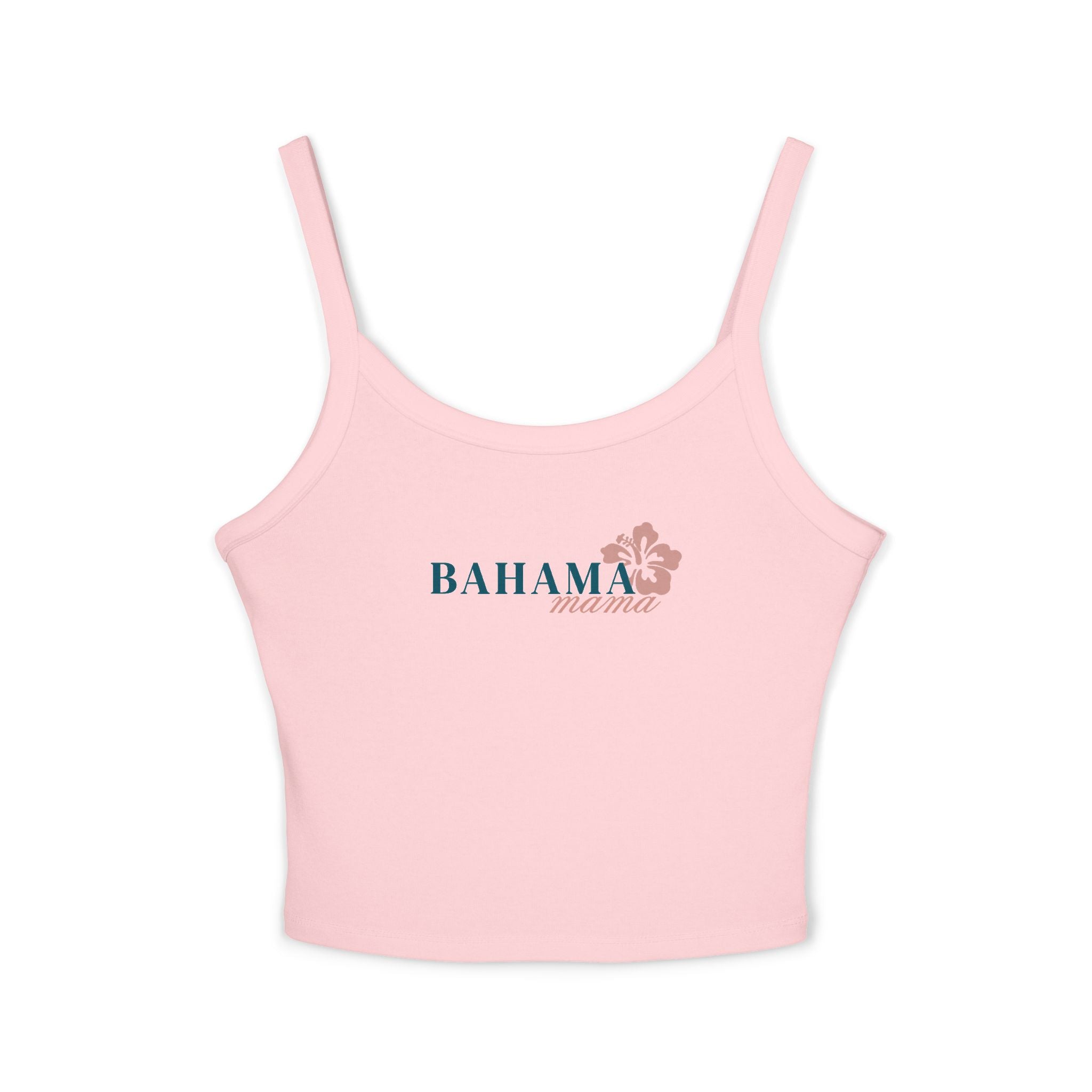 Bahama Mama Crop Tank Top – Midnight Blue & Guava Pink Spaghetti Strap Vacation Tee