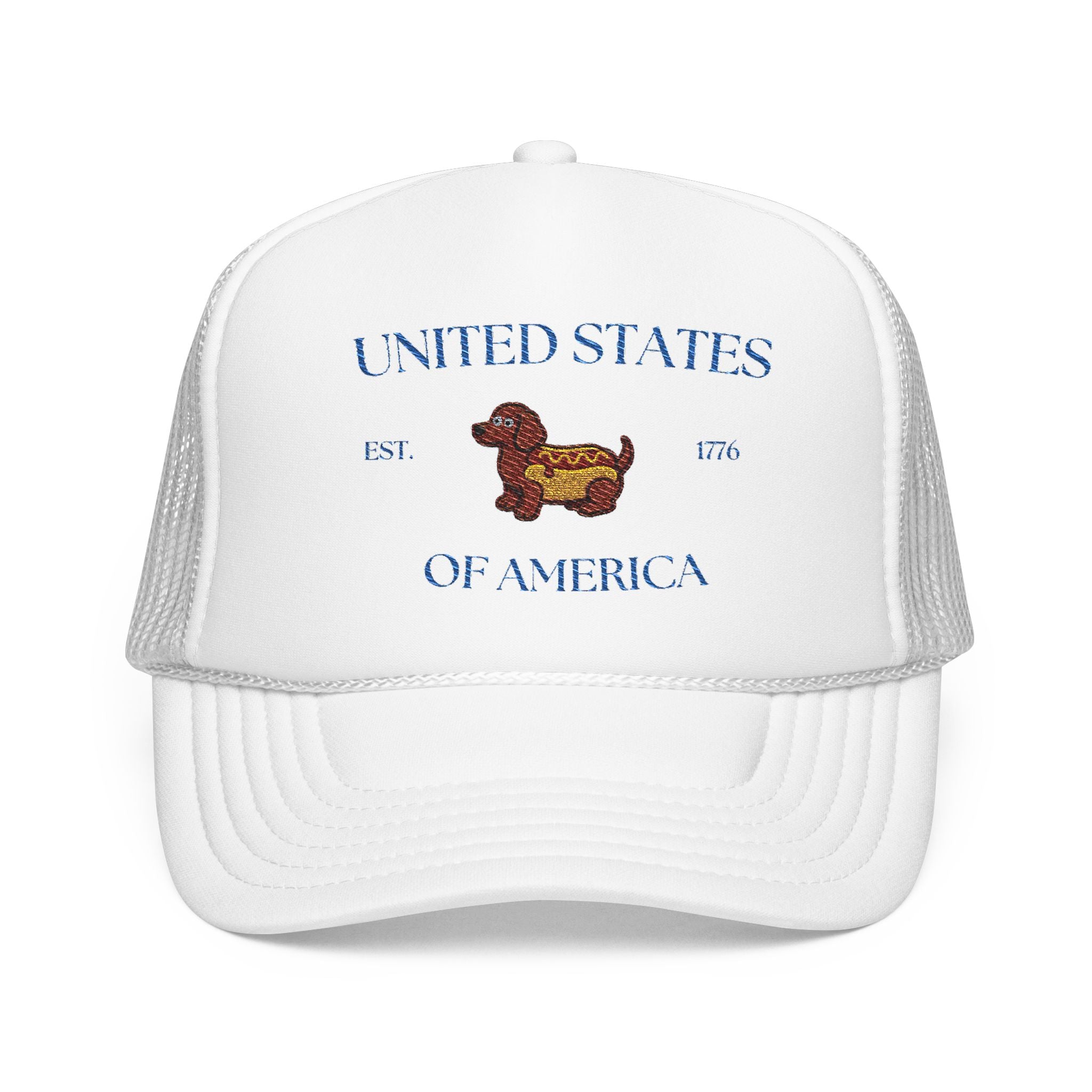USA HotDoggo Hat  - Blue Font Patriotic Foam Cap