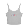 Patterned USA Flag - Red Font Spaghetti Strap Tank Top