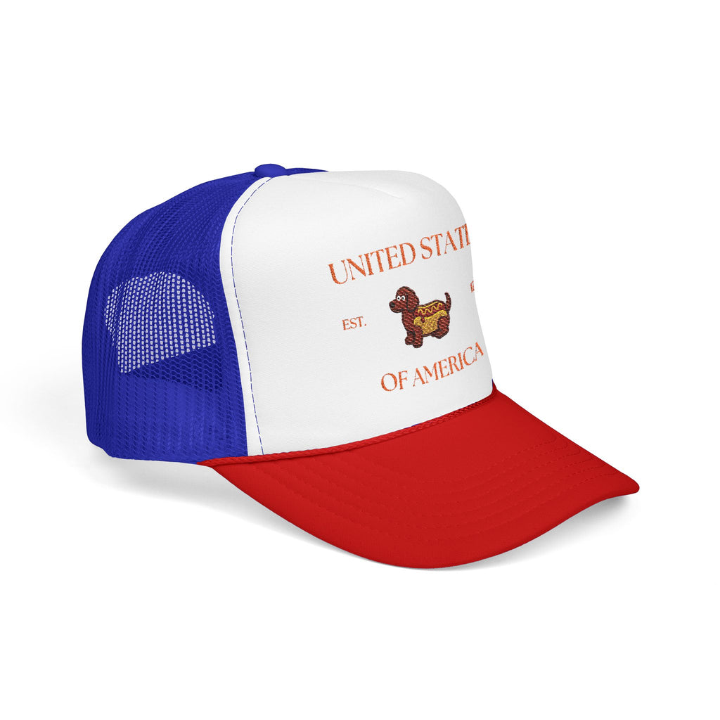 USA HotDoggo Hat  - Red Font Patriotic Foam Cap