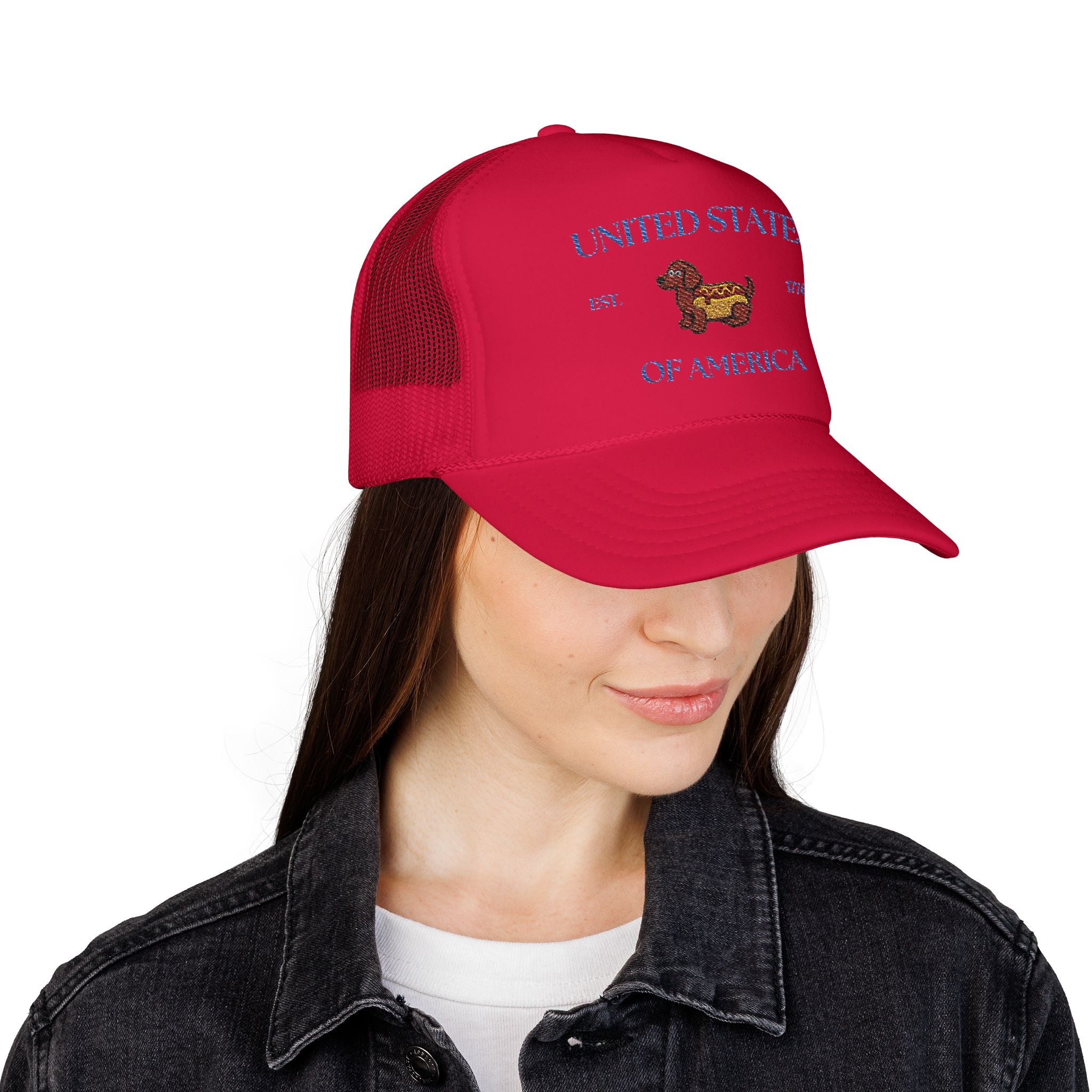 USA HotDoggo Hat  - Blue Font Patriotic Foam Cap