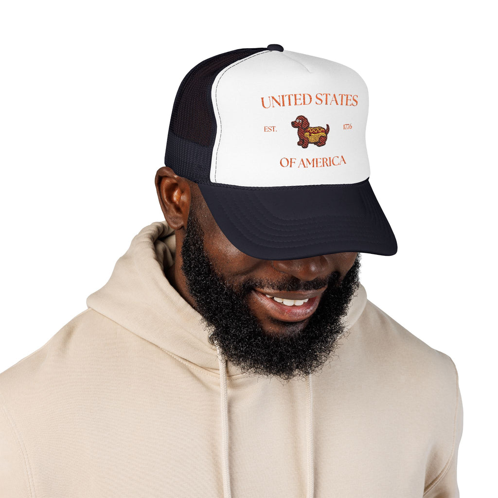 USA HotDoggo Hat  - Red Font Patriotic Foam Cap