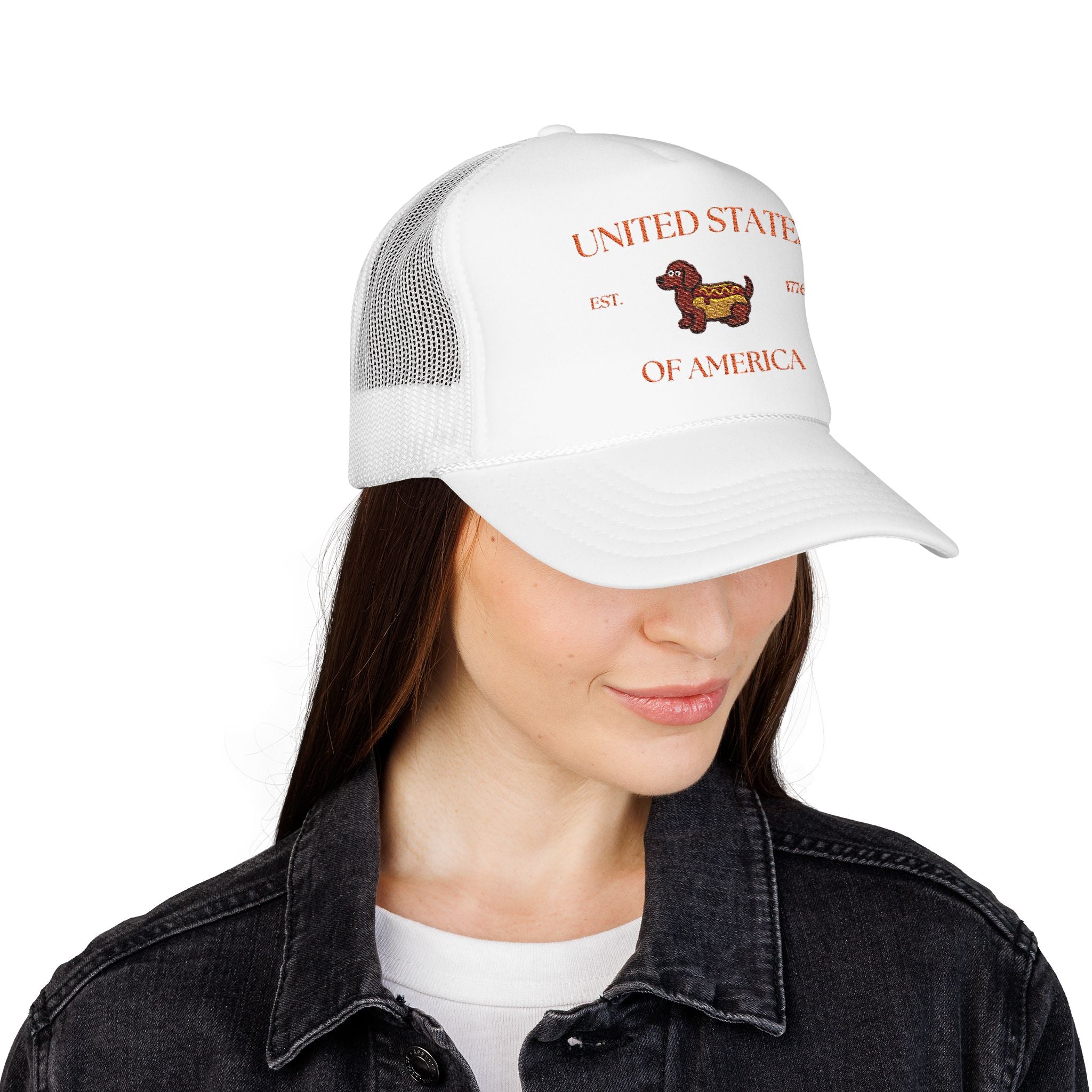 USA HotDoggo Hat  - Red Font Patriotic Foam Cap