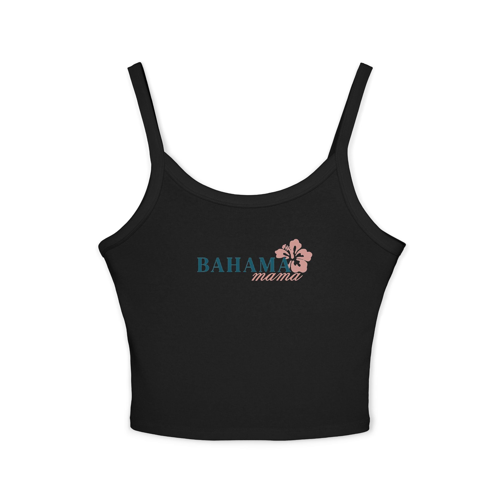 Bahama Mama Crop Tank Top – Midnight Blue & Guava Pink Spaghetti Strap Vacation Tee