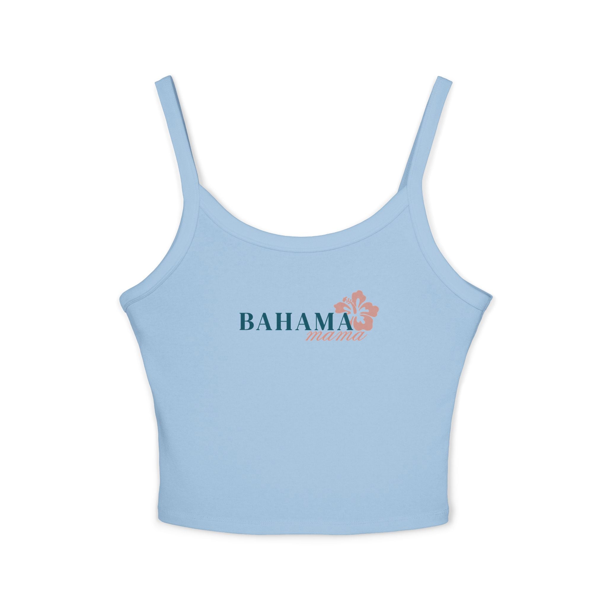Bahama Mama Crop Tank Top – Midnight Blue & Guava Pink Spaghetti Strap Vacation Tee