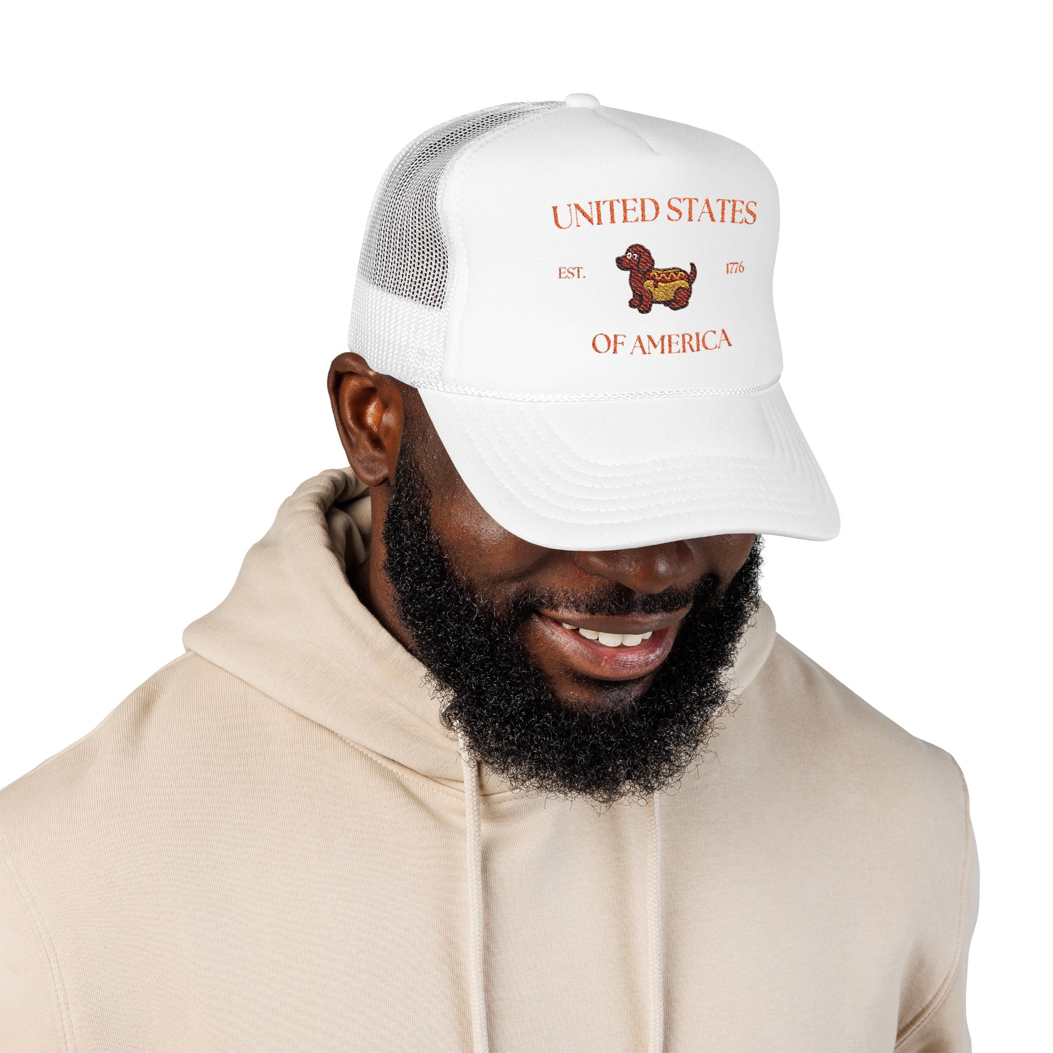 USA HotDoggo Hat  - Red Font Patriotic Foam Cap