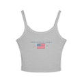 Patterned USA Flag - Blue Font Spaghetti Strap Tank Top