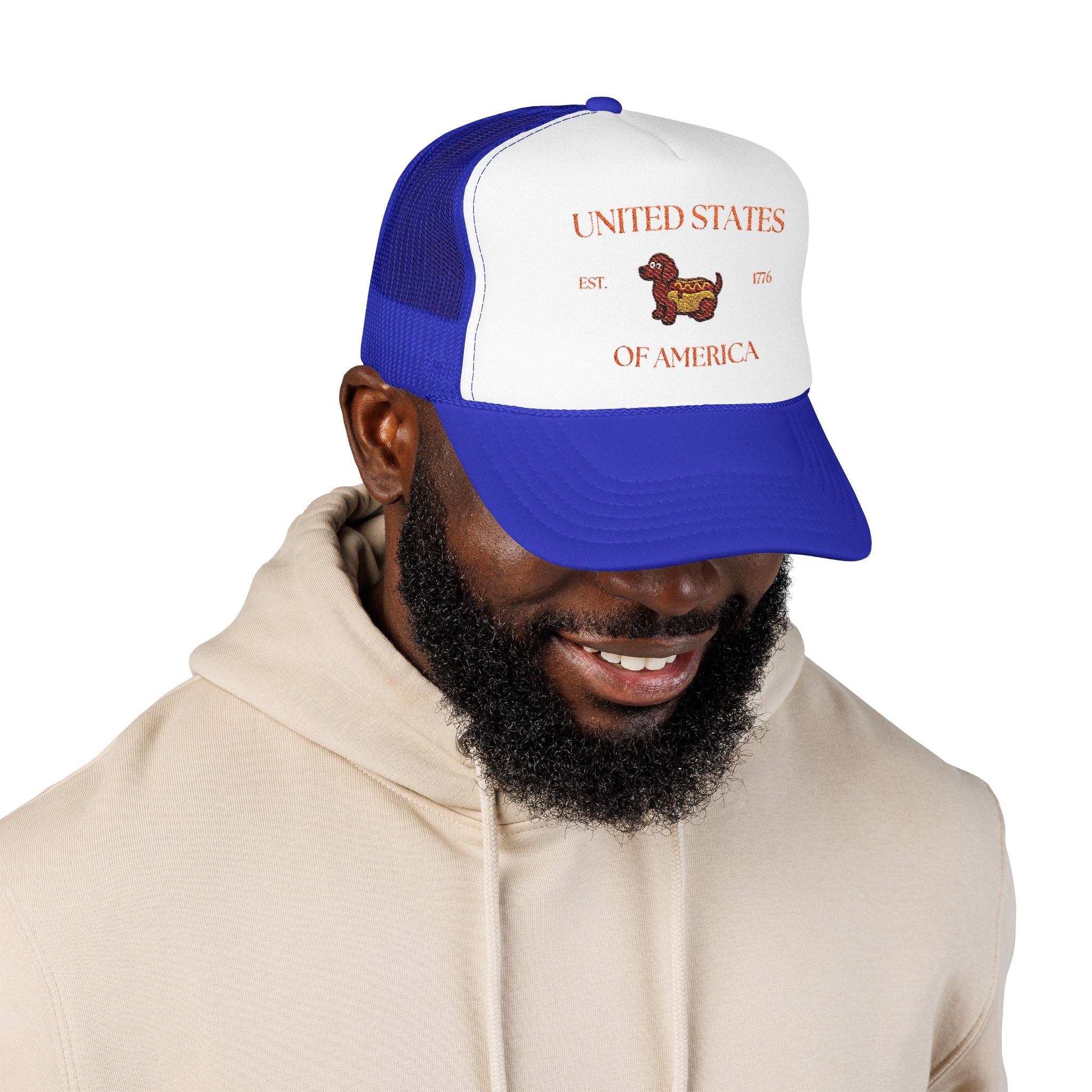USA HotDoggo Hat  - Red Font Patriotic Foam Cap