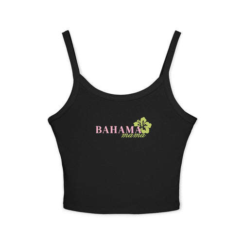 Bahamas Mama Tank Top — Tropical Pink & Key Lime Green Spaghetti Strap Crop with
