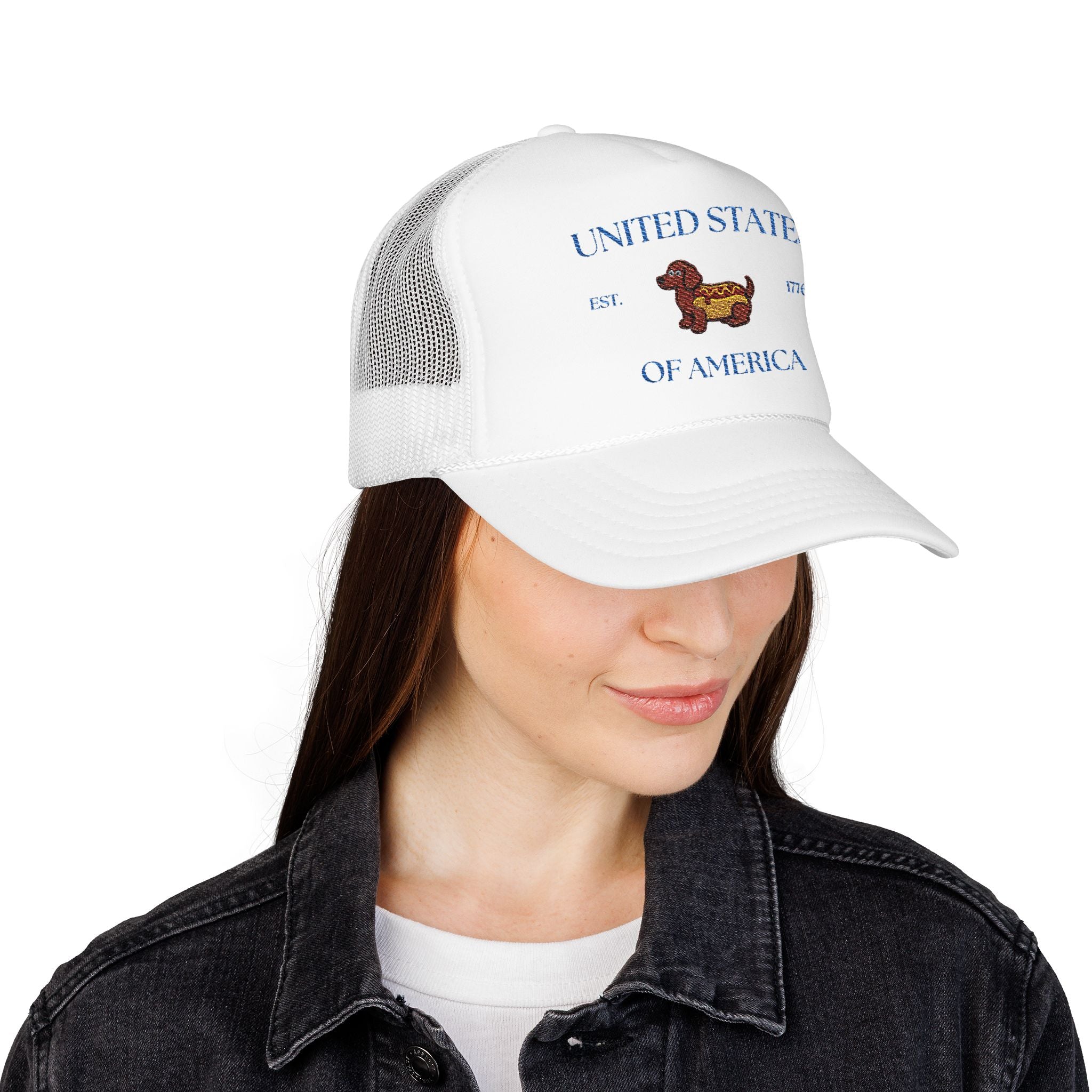 USA HotDoggo Hat  - Blue Font Patriotic Foam Cap