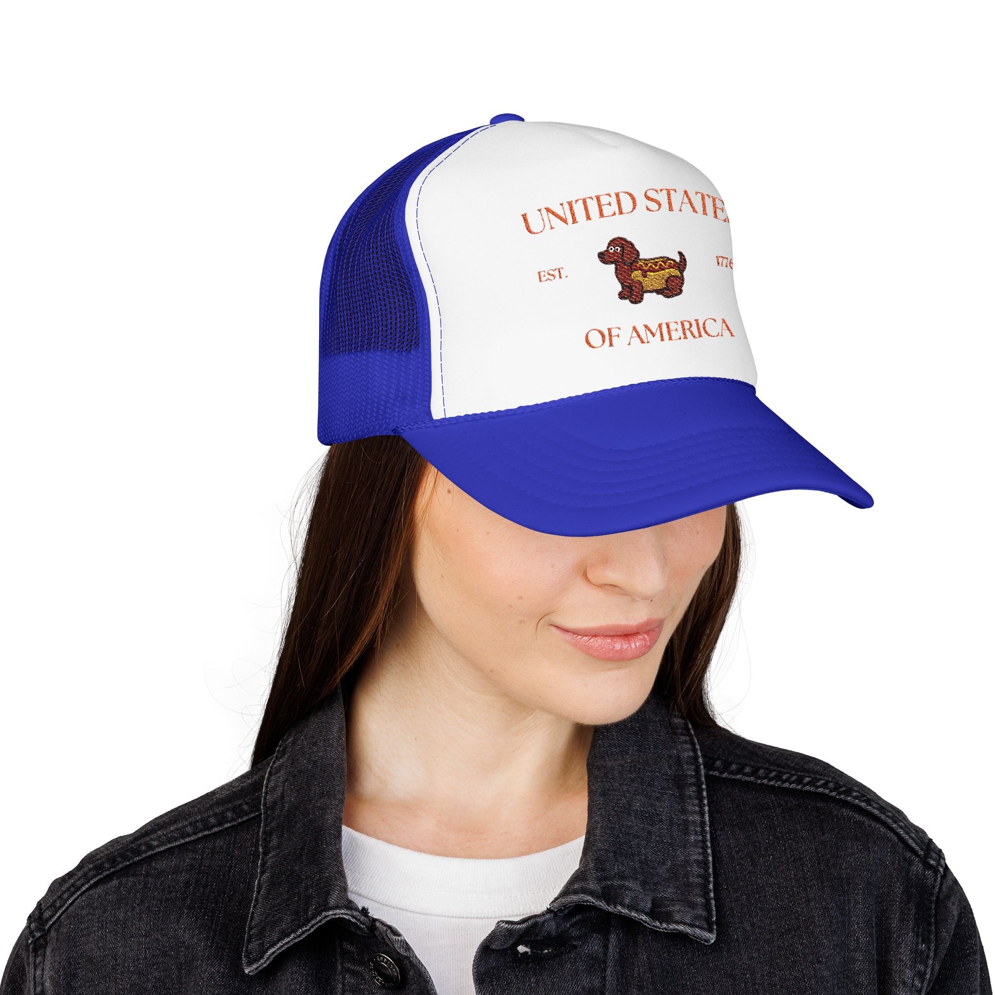USA HotDoggo Hat  - Red Font Patriotic Foam Cap