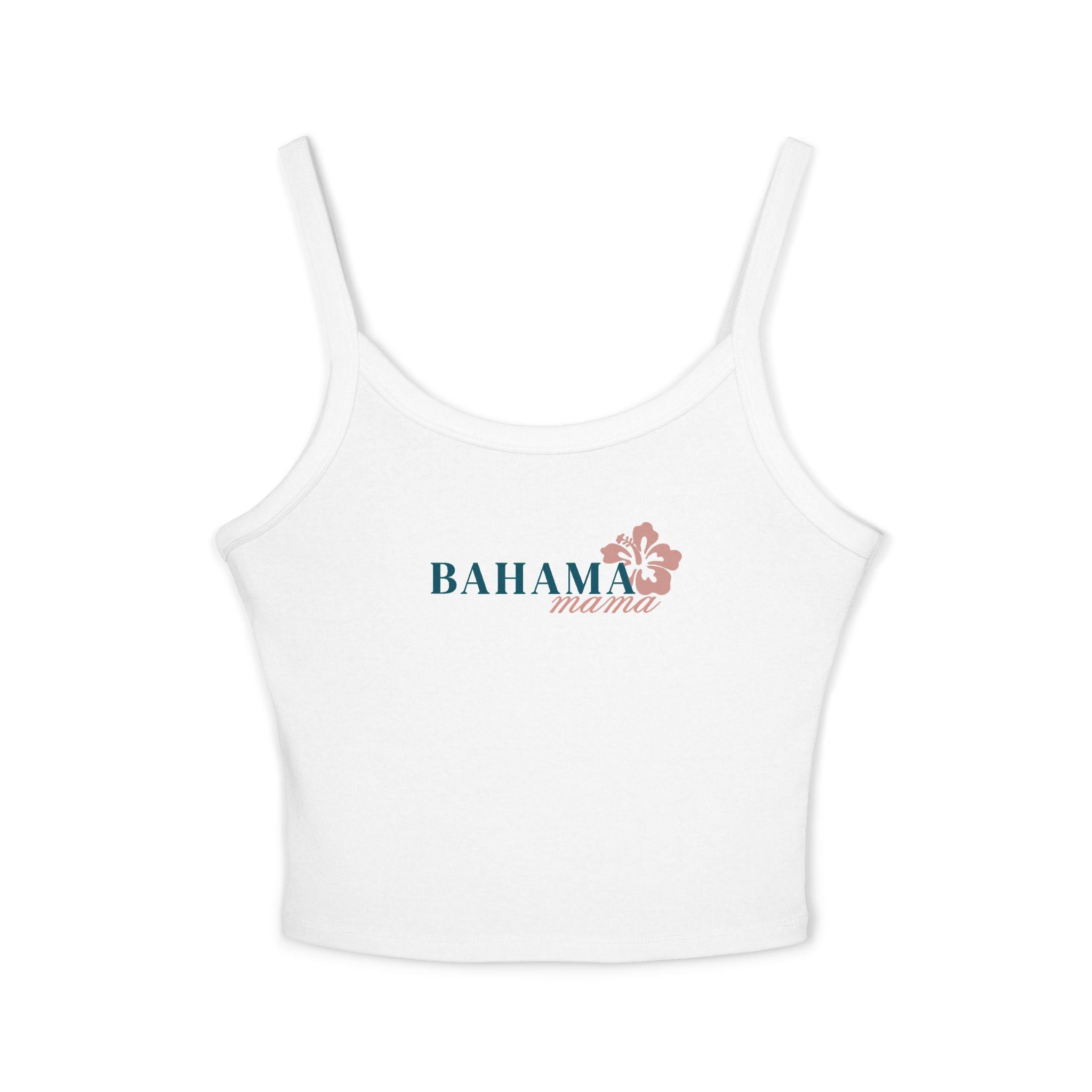 Bahama Mama Crop Tank Top – Midnight Blue & Guava Pink Spaghetti Strap Vacation Tee