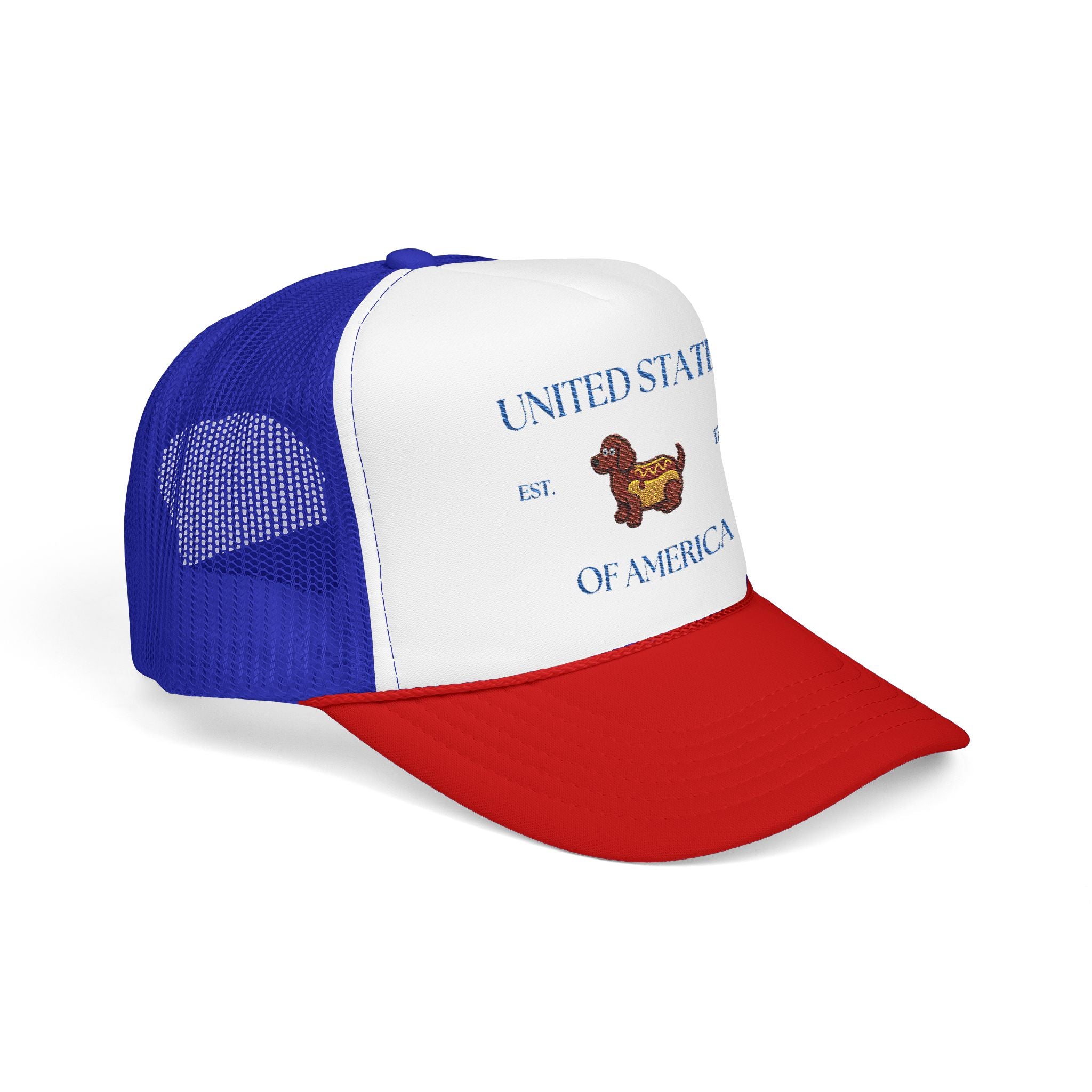 USA HotDoggo Hat  - Blue Font Patriotic Foam Cap